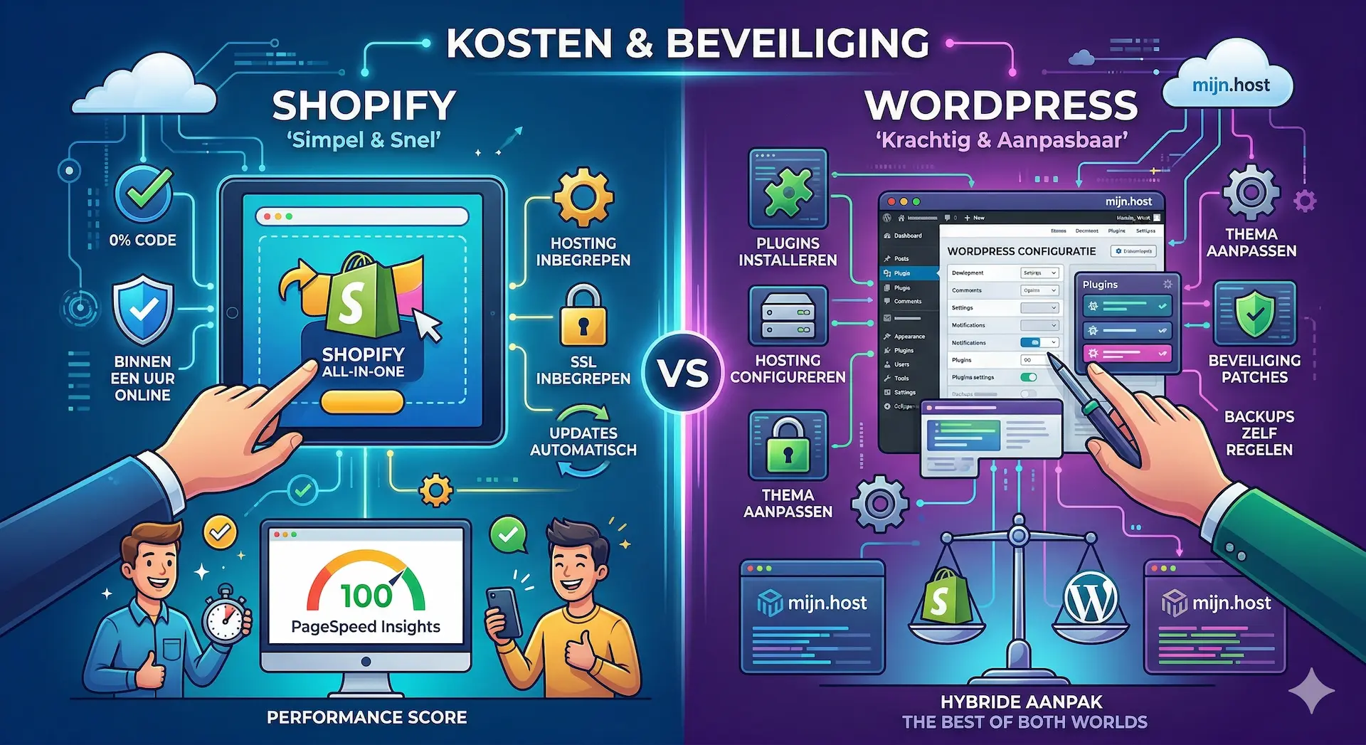 Shopify hosted all-in-one kosten versus WordPress self-hosted onderhoud en verborgen kosten